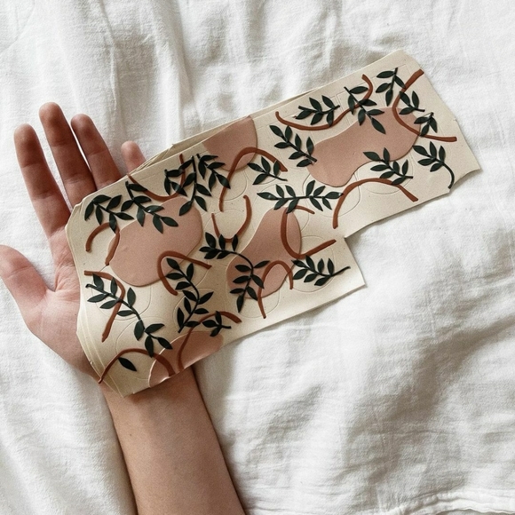 Statement Polymer Clay Earrings Abstract Foliage - Picture 4 of 5